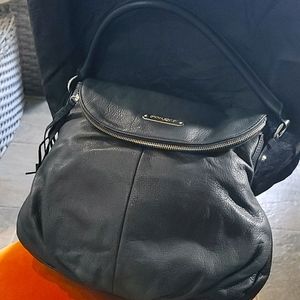 Cynthia Rowley Black leather shoulder bag with crossbody strap.